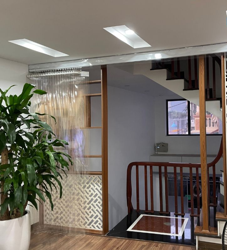 Rèm vách ngăn nhựa kéo xếp trong suốt Rèm vách ngăn nhựa kéo xếp trong suốt